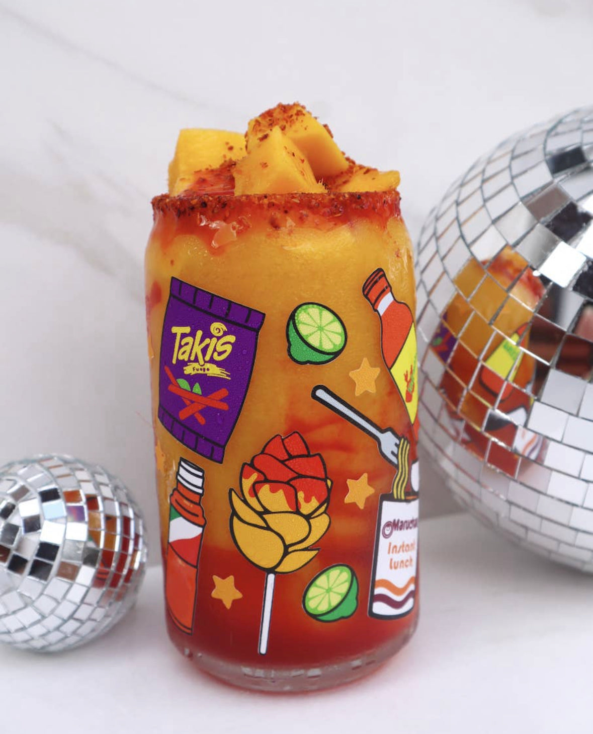 Takis and lime glass cup
