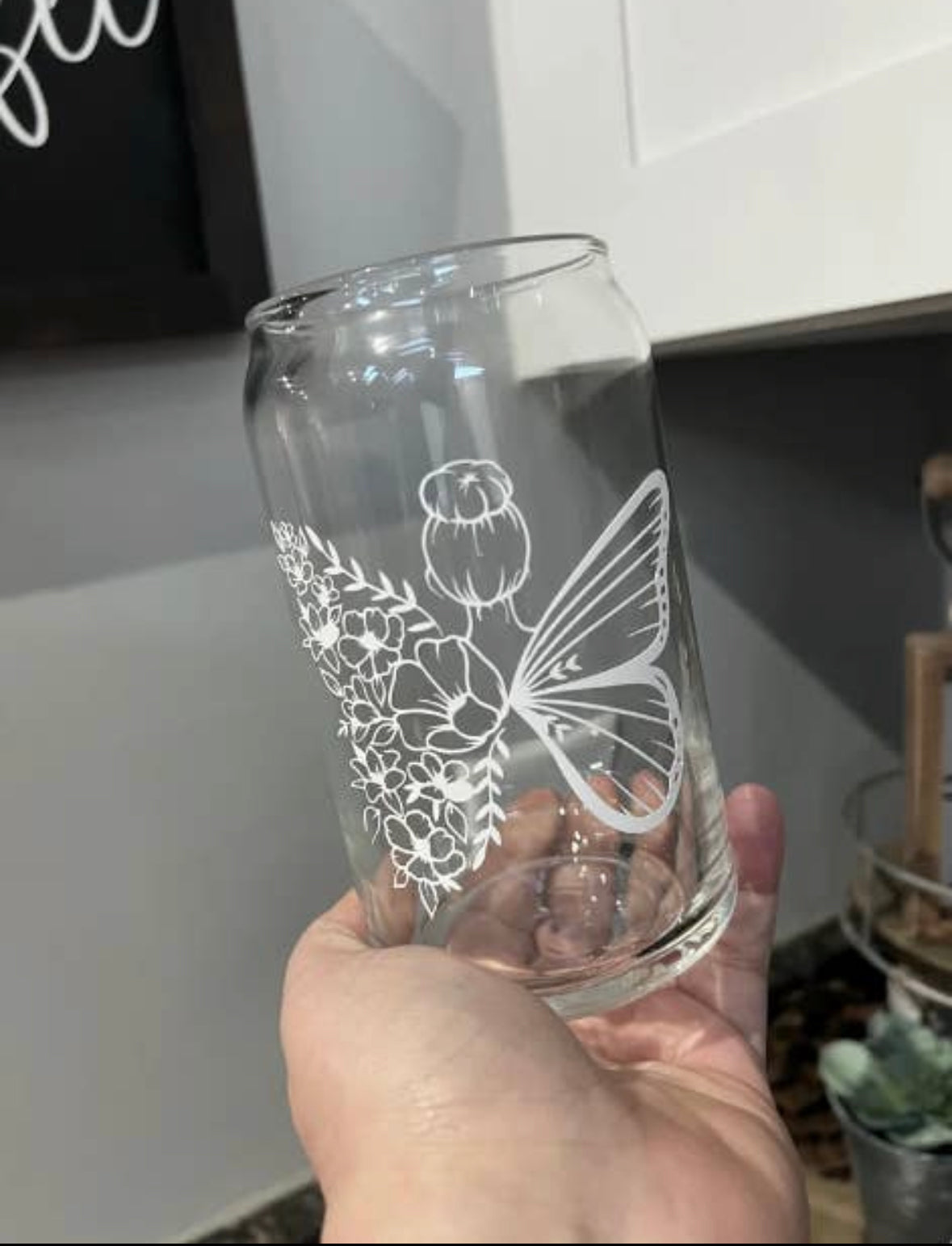 Butterfly love glass cup