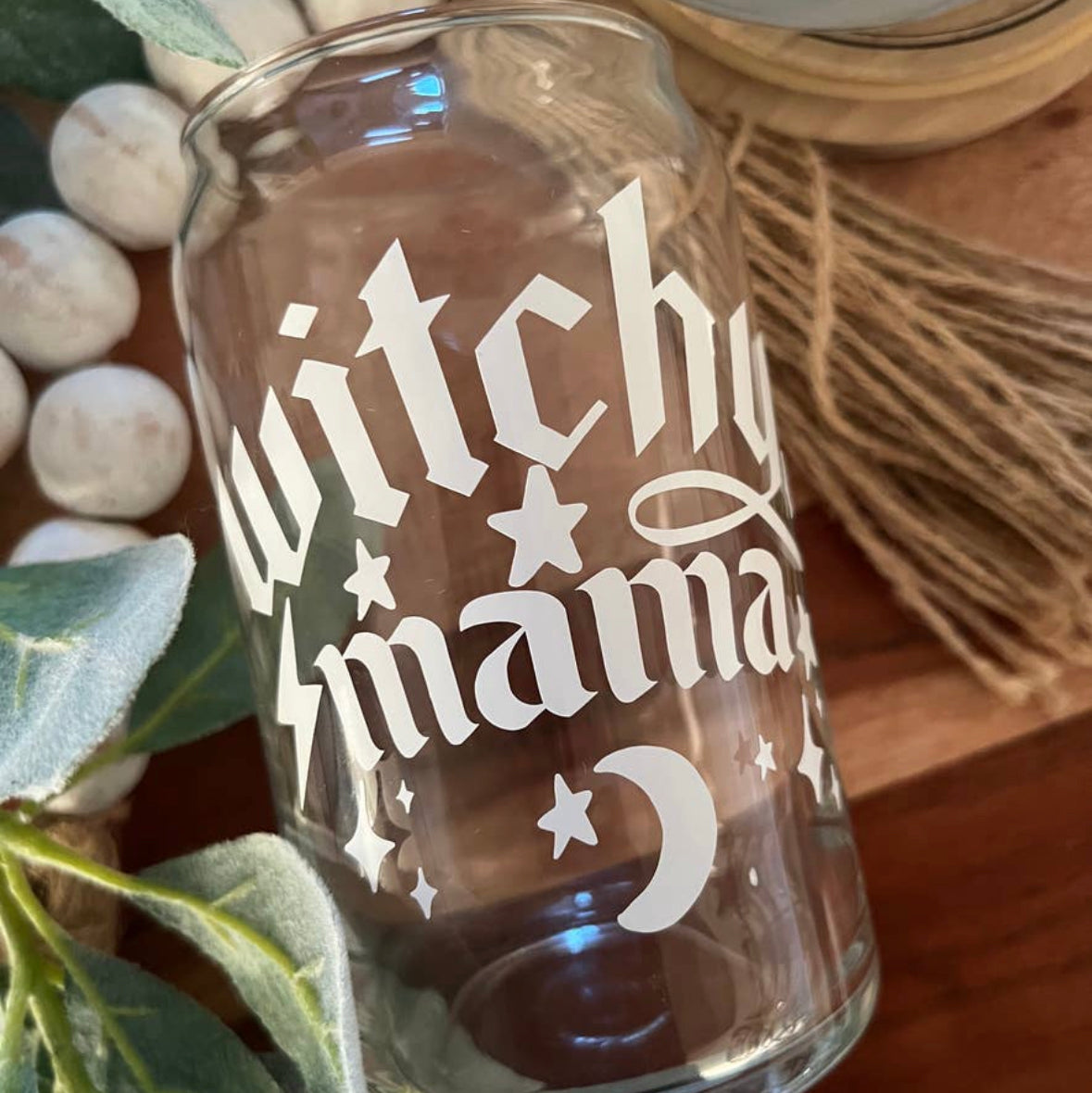 Witchy mama glass cup