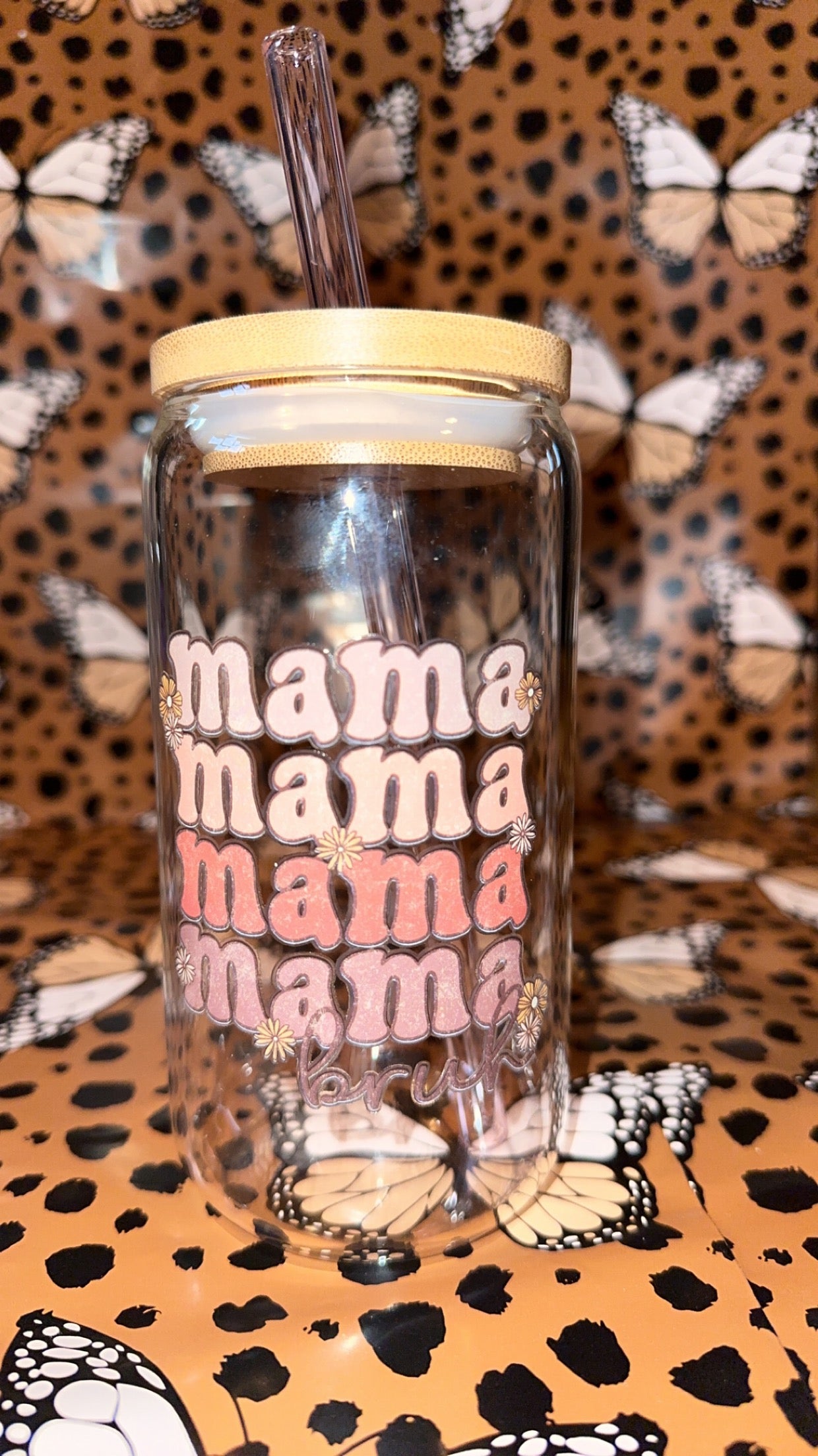 Mama bruh glass mug