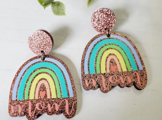 Mom rainbow earrings