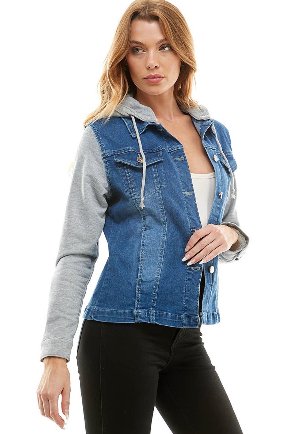 Denim jacket fleece hoodie