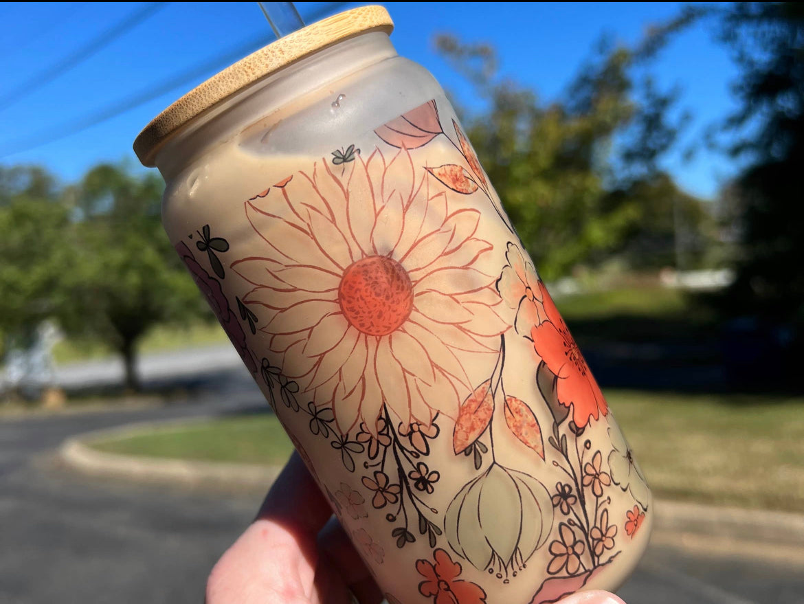 Stencil floral cup