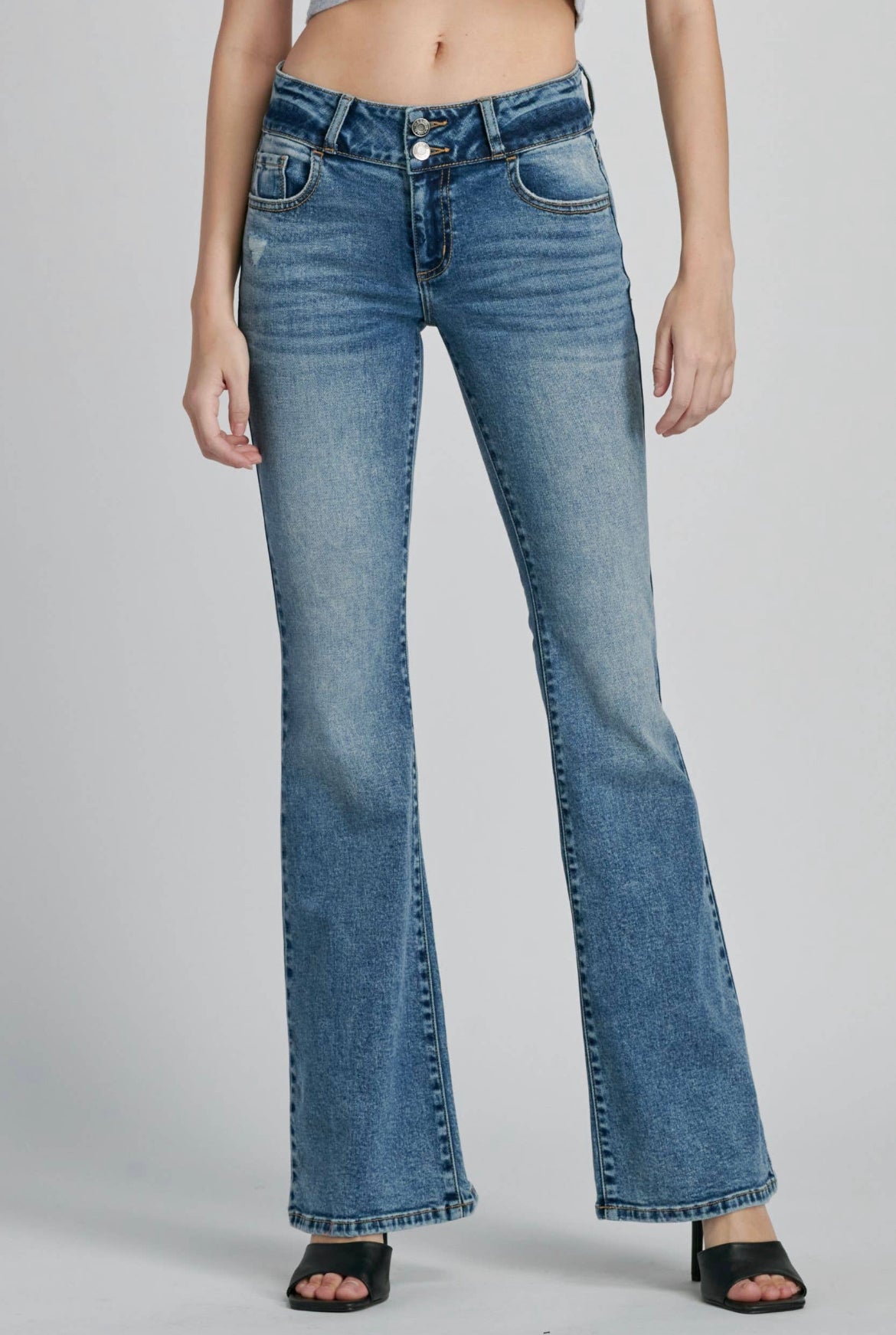 Cello flare mid rise jeans