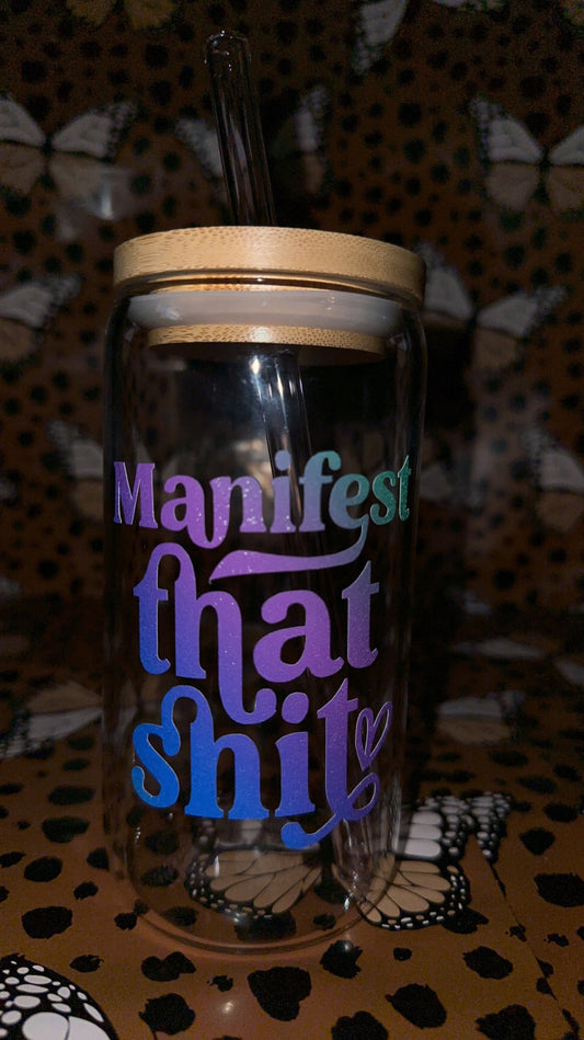 Manifest glass mug