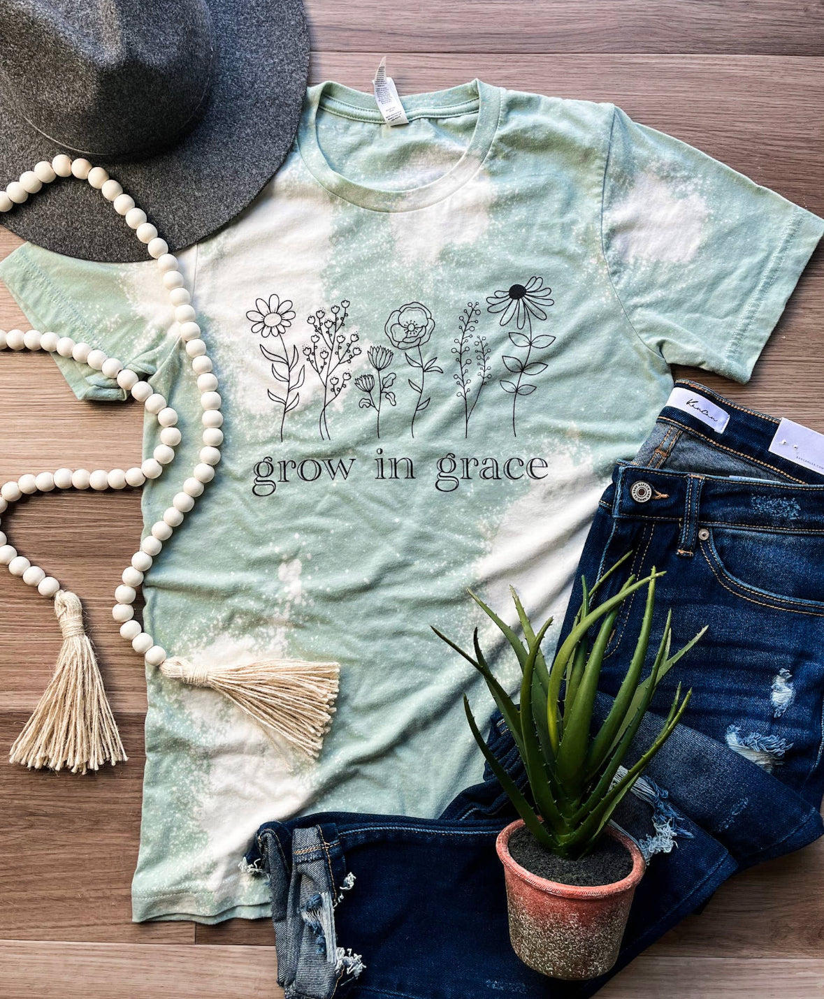 Grow in grace bleached t shirt