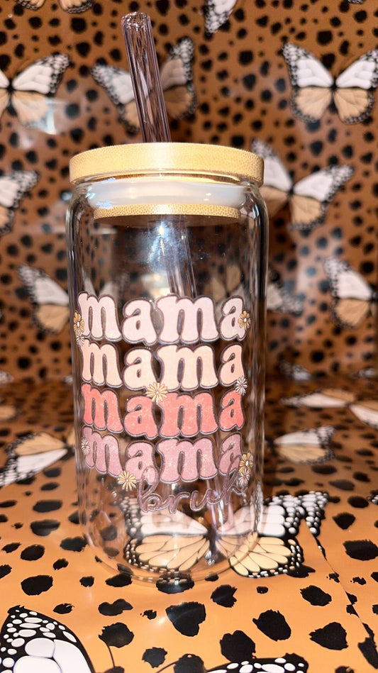 Mama bruh glass mug