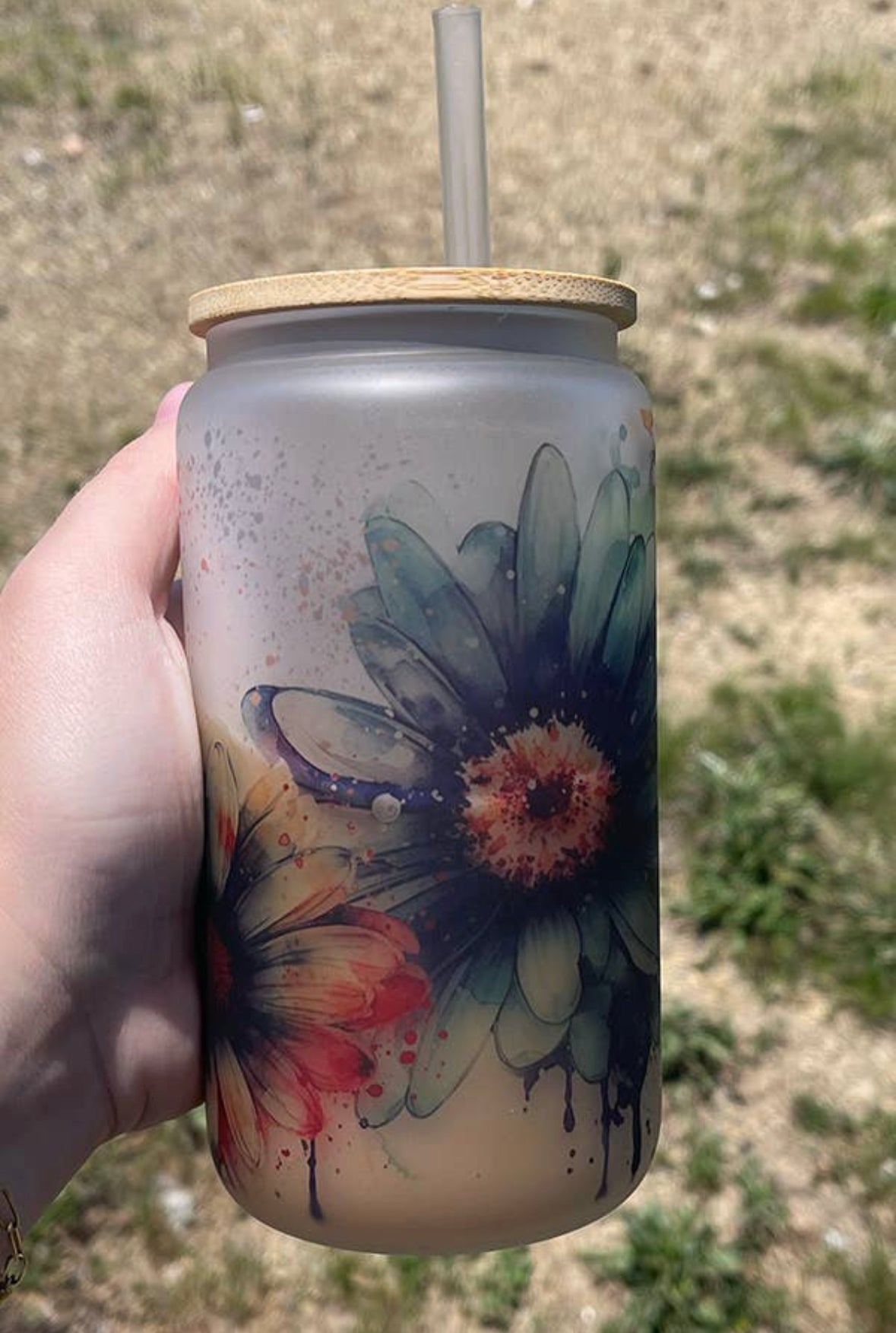 Watercolor glass mug