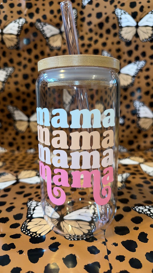 Peach mama glass mug