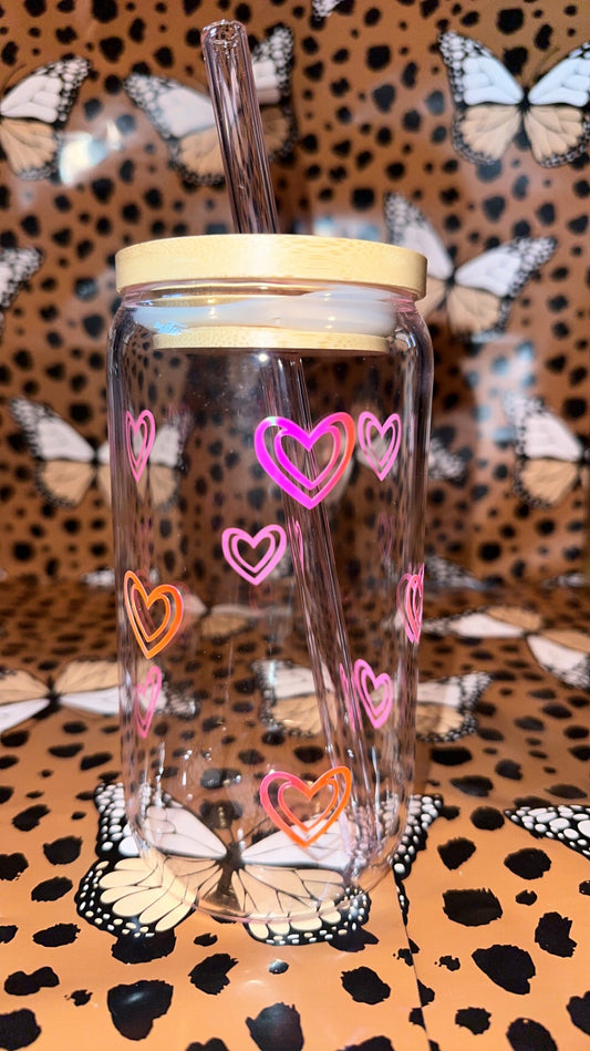 Metallic heart glass cup