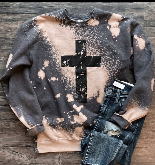 Bleached cross sweatshirt