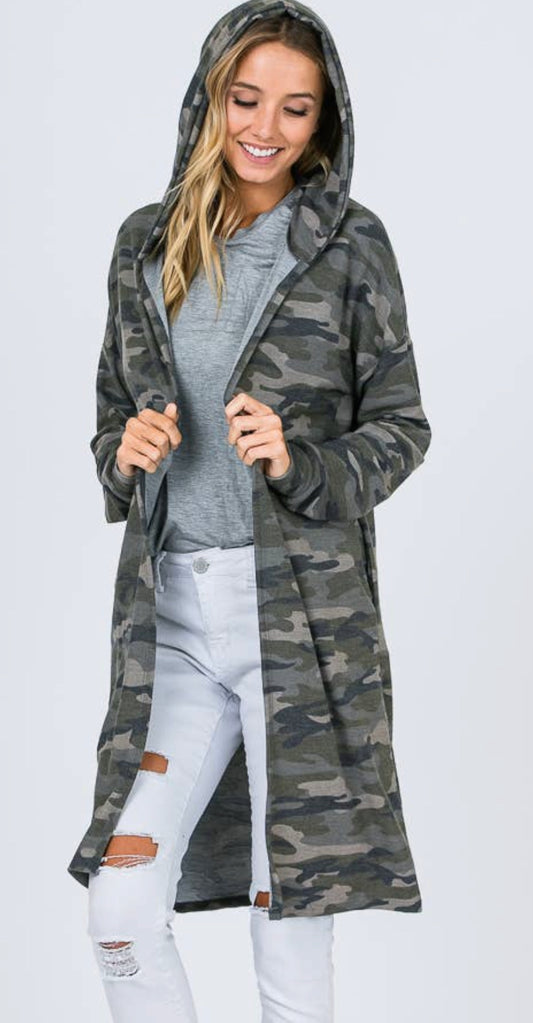 Camo hoodie cardigan